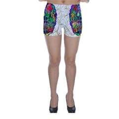 Brain Head Mind Man Silhouette Skinny Shorts by Wegoenart