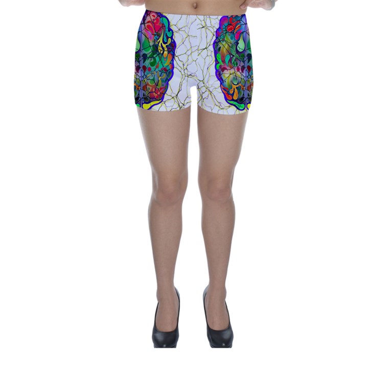 Brain Head Mind Man Silhouette Skinny Shorts