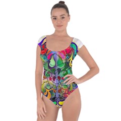 Brain Head Mind Man Silhouette Short Sleeve Leotard  by Wegoenart