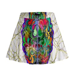 Brain Head Mind Man Silhouette Mini Flare Skirt