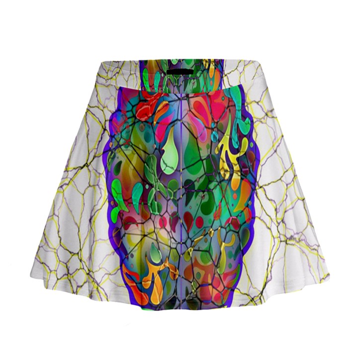 Brain Head Mind Man Silhouette Mini Flare Skirt