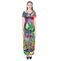 Brain Head Mind Man Silhouette Short Sleeve Maxi Dress by Wegoenart