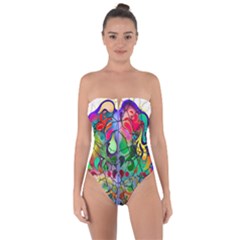 Brain Head Mind Man Silhouette Tie Back One Piece Swimsuit by Wegoenart