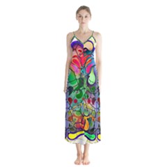 Brain Head Mind Man Silhouette Button Up Chiffon Maxi Dress by Wegoenart