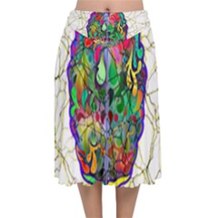 Brain Head Mind Man Silhouette Velvet Flared Midi Skirt by Wegoenart