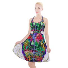 Brain Head Mind Man Silhouette Halter Party Swing Dress  by Wegoenart