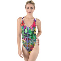 Brain Head Mind Man Silhouette High Leg Strappy Swimsuit by Wegoenart