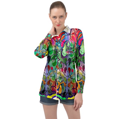 Brain Head Mind Man Silhouette Long Sleeve Satin Shirt by Wegoenart