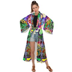 Brain Head Mind Man Silhouette Maxi Kimono by Wegoenart