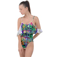 Brain Head Mind Man Silhouette Drape Piece Swimsuit by Wegoenart