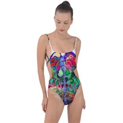 Brain Head Mind Man Silhouette Tie Strap One Piece Swimsuit by Wegoenart