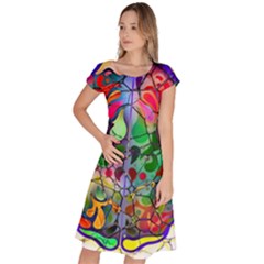 Brain Head Mind Man Silhouette Classic Short Sleeve Dress by Wegoenart