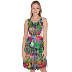 Brain Head Mind Man Silhouette Knee Length Skater Dress With Pockets by Wegoenart