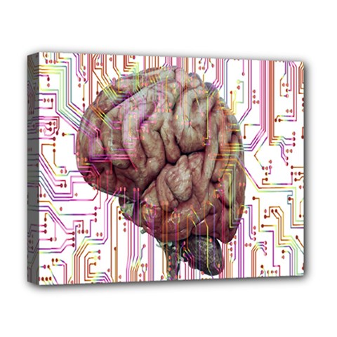 Brain Think Neurons Circuit Deluxe Canvas 20  X 16  (stretched) by Wegoenart