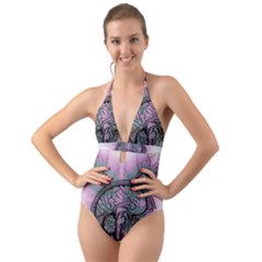 Tourette Syndrome Epilepsy Brain Halter Cut-out One Piece Swimsuit by Wegoenart