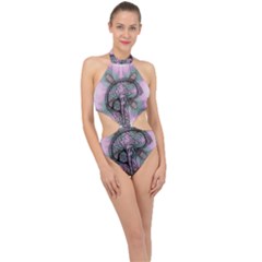 Tourette Syndrome Epilepsy Brain Halter Side Cut Swimsuit by Wegoenart