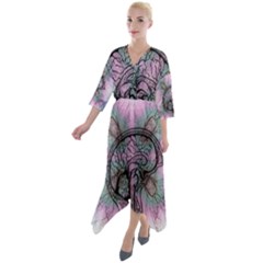 Tourette Syndrome Epilepsy Brain Quarter Sleeve Wrap Front Maxi Dress by Wegoenart