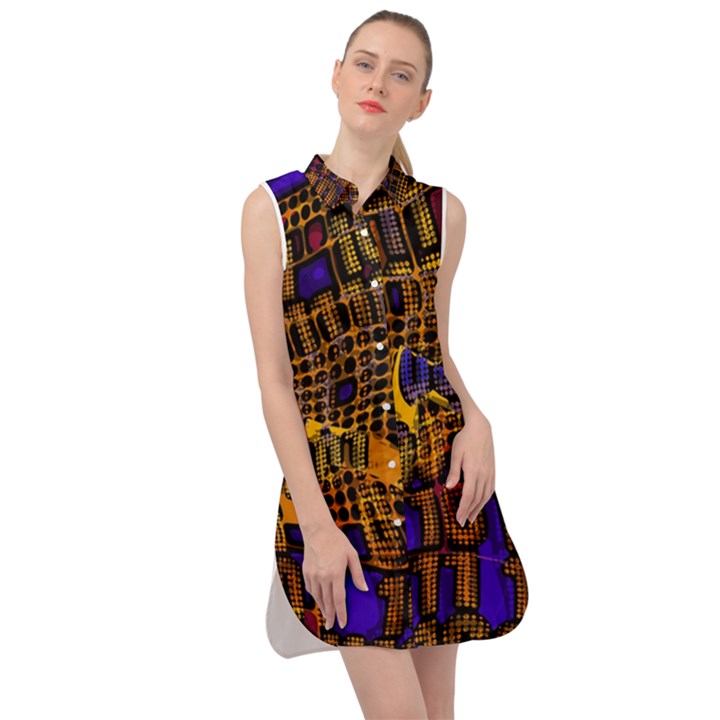 Binary Code Transformation Sleeveless Shirt Dress