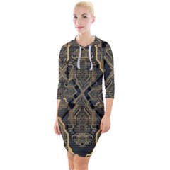 Brain Technology Data Digital Quarter Sleeve Hood Bodycon Dress