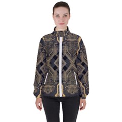 Brain Technology Data Digital Women s High Neck Windbreaker