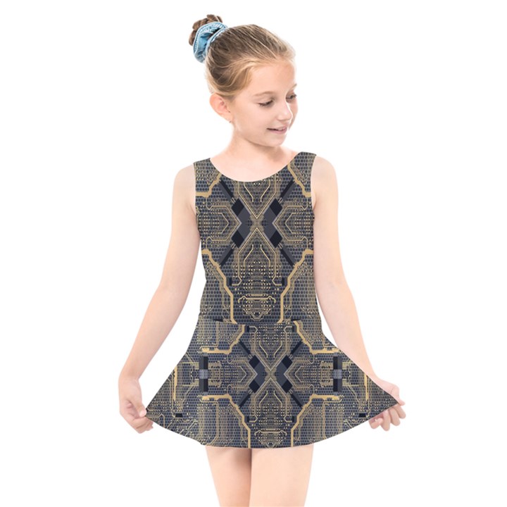 Brain Technology Data Digital Kids  Skater Dress Swimsuit