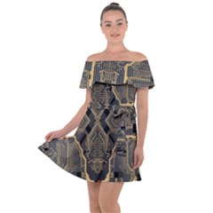 Brain Technology Data Digital Off Shoulder Velour Dress