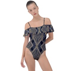 Brain Technology Data Digital Frill Detail One Piece Swimsuit