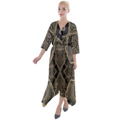 Brain Technology Data Digital Quarter Sleeve Wrap Front Maxi Dress