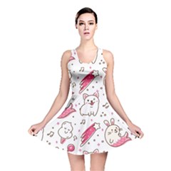 Cute-animals-seamless-pattern-kawaii-doodle-style Reversible Skater Dress by Jancukart