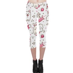 Cute-animals-seamless-pattern-kawaii-doodle-style Capri Leggings 