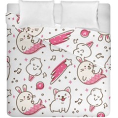 Cute-animals-seamless-pattern-kawaii-doodle-style Duvet Cover Double Side (king Size)