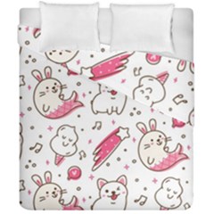 Cute-animals-seamless-pattern-kawaii-doodle-style Duvet Cover Double Side (california King Size)