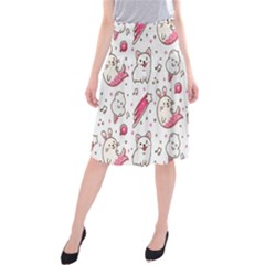 Cute-animals-seamless-pattern-kawaii-doodle-style Midi Beach Skirt