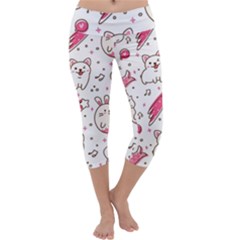 Cute-animals-seamless-pattern-kawaii-doodle-style Capri Yoga Leggings