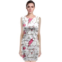 Cute-animals-seamless-pattern-kawaii-doodle-style Classic Sleeveless Midi Dress