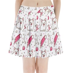 Cute-animals-seamless-pattern-kawaii-doodle-style Pleated Mini Skirt