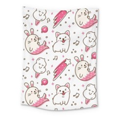 Cute-animals-seamless-pattern-kawaii-doodle-style Medium Tapestry