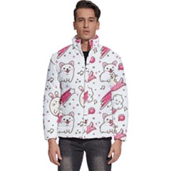 Cute-animals-seamless-pattern-kawaii-doodle-style Men s Puffer Bubble Jacket Coat