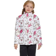 Cute-animals-seamless-pattern-kawaii-doodle-style Kids  Puffer Bubble Jacket Coat by Jancukart