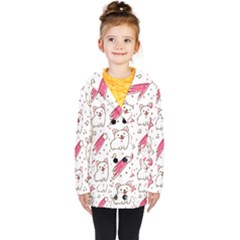 Cute-animals-seamless-pattern-kawaii-doodle-style Kids  Double Breasted Button Coat