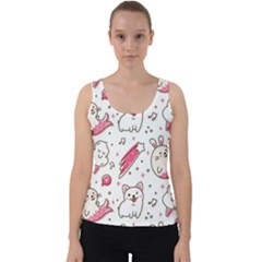 Cute-animals-seamless-pattern-kawaii-doodle-style Velvet Tank Top