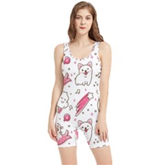 Cute-animals-seamless-pattern-kawaii-doodle-style Women s Wrestling Singlet