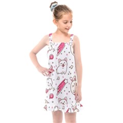 Cute-animals-seamless-pattern-kawaii-doodle-style Kids  Overall Dress