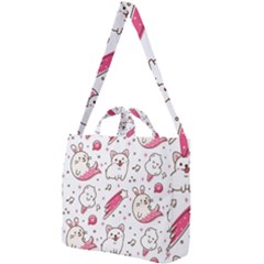 Cute-animals-seamless-pattern-kawaii-doodle-style Square Shoulder Tote Bag