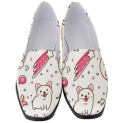 Cute-animals-seamless-pattern-kawaii-doodle-style Women s Classic Loafer Heels