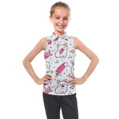 Cute-animals-seamless-pattern-kawaii-doodle-style Kids  Sleeveless Polo Tee