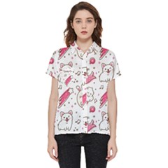 Cute-animals-seamless-pattern-kawaii-doodle-style Short Sleeve Pocket Shirt