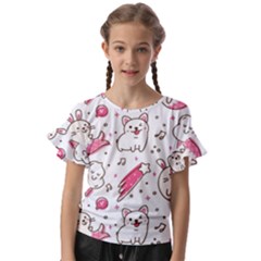 Cute-animals-seamless-pattern-kawaii-doodle-style Kids  Cut Out Flutter Sleeves by Jancukart