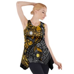 Yin-yang-owl-doodle-ornament-illustration Side Drop Tank Tunic