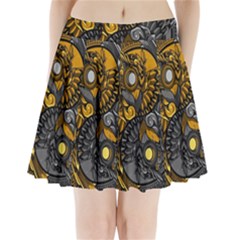 Yin-yang-owl-doodle-ornament-illustration Pleated Mini Skirt